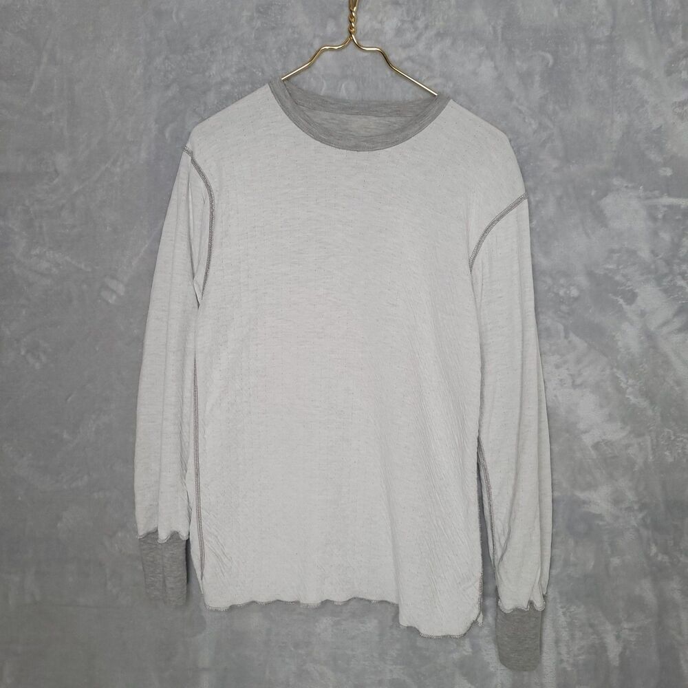 Gray Long Sleeve Crew Neck Shirt Size M Base Layer Insulated Outdoor Hiking Warm - Picture 4 of 6